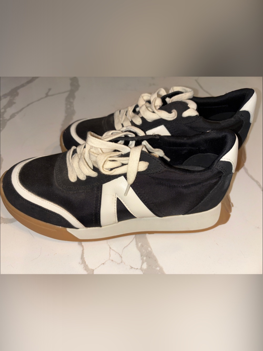 MIA Black and White Sneakers with Gum Sole